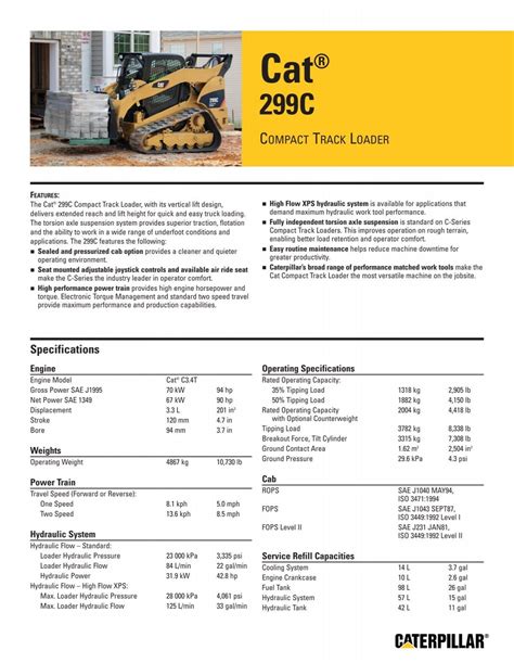 caterpillar 299c specifications